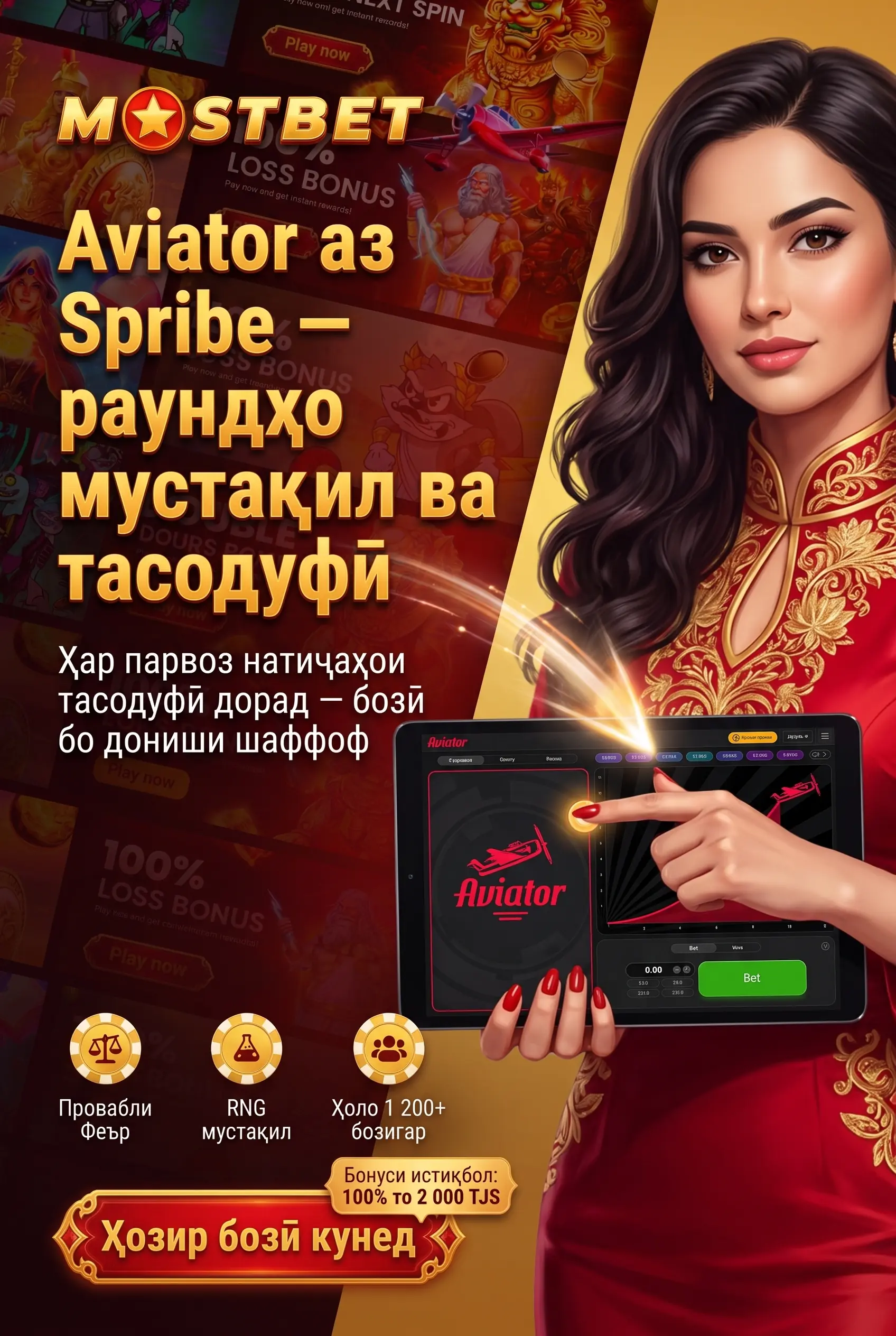 Муаррифии бозии Aviator аз Spribe дар Mostbet